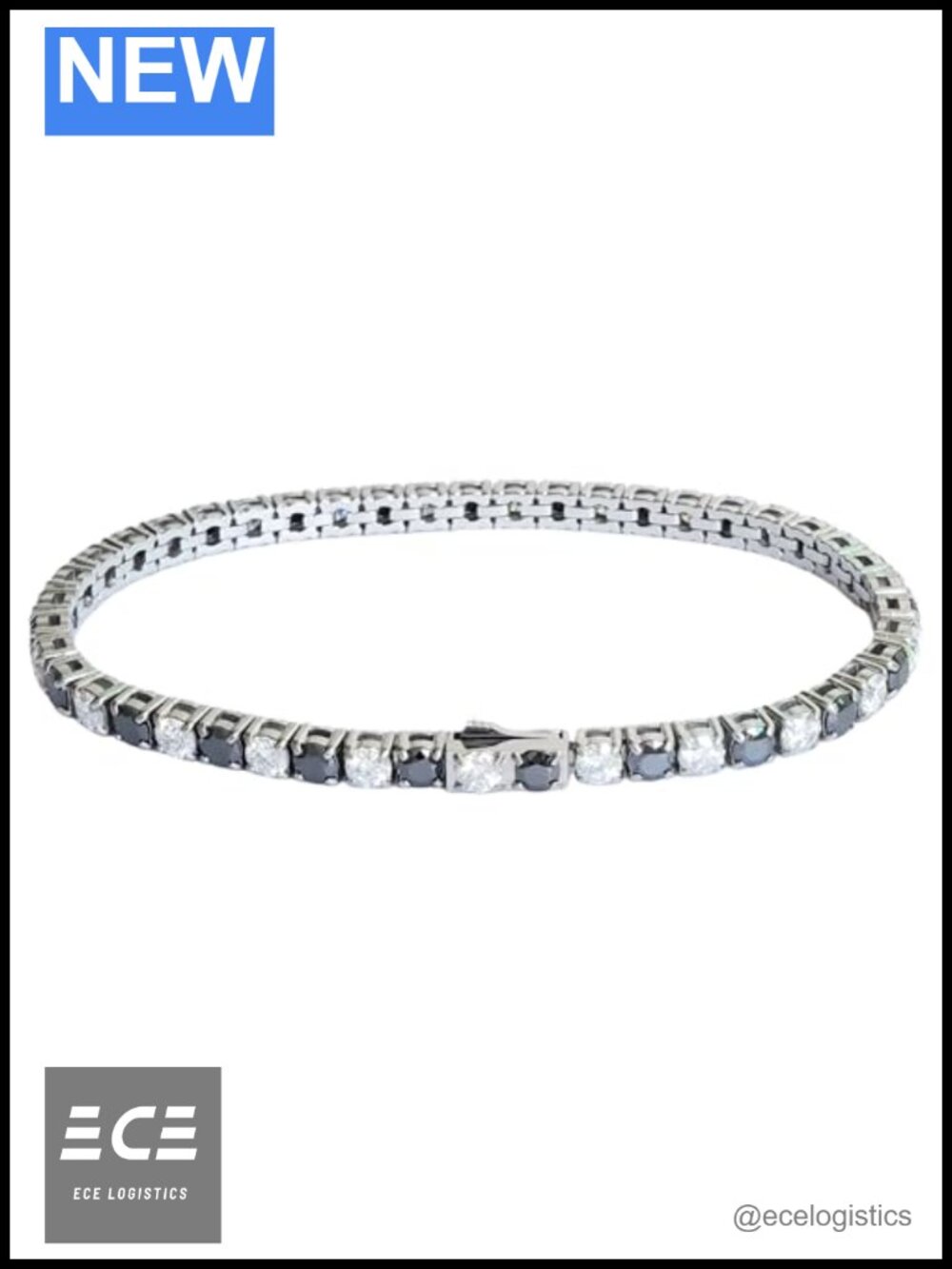 Moissanite Tennis Bracelet 3/4mm Stainless Steel Chain Bangle for Women Men